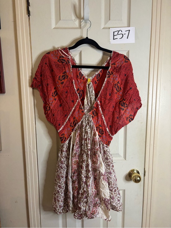Free People Tops - Free people  Red and Cream Mixed-Print Mini Dress